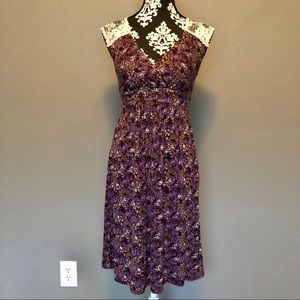 🔥 Lace back purple floral v-neck dress